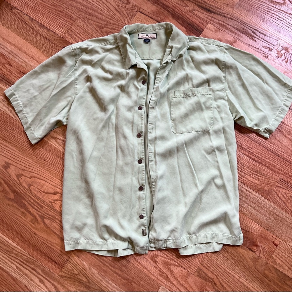 Vintage Green Tommy Bahama Light Sage Short-Sleeve Button-Down Shirt
